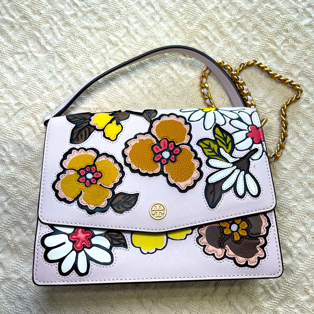 Tory Burch Robinson Applique Convertible Leather Shoulder Bag